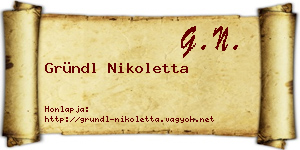 Gründl Nikoletta névjegykártya