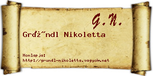 Gründl Nikoletta névjegykártya